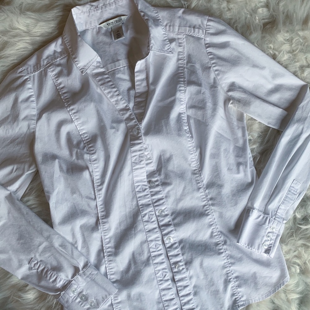WHBM | White Button down long sleeve shirt